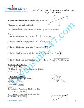 Tóm tắt lí thuyết và bài tập động học chất điểm Vật lí lớp 10